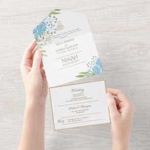 Islamic WEDDING NIKAH WALLIMAH Flowers All In One  Invitation