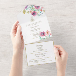 Islamic WEDDING NIKAH WALLIMAH Flowers All In One  Invitation