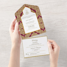 Islamic WEDDING NIKAH WALLIMAH Gold Red Ornate All