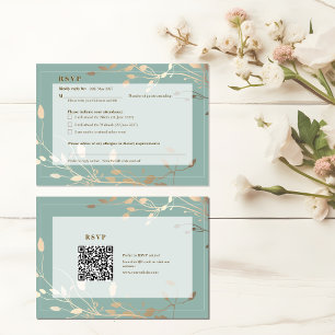 Islamic Wedding RSVP Card Sage Green & Gold