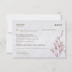 Islamic Wedding RSVP Card – Watercolor Magnolia &