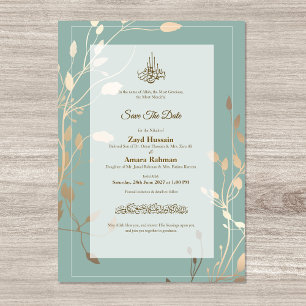 Islamic Wedding Sage Green & Gold Save The Date