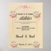 Islamic Wedding Welcome Sign Blush Pink Bow Pear
