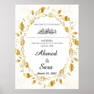 Islamicwelcome signluxury GoldLeaf Wreath Poster