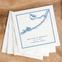 Islamorada FL Map Elegant Navy Blue Wedding