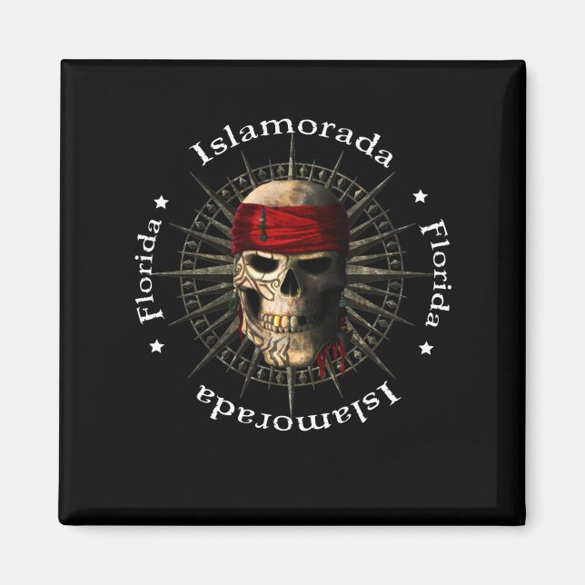 Islamorada Florida Keys Pirate Skull Magnet (Front)