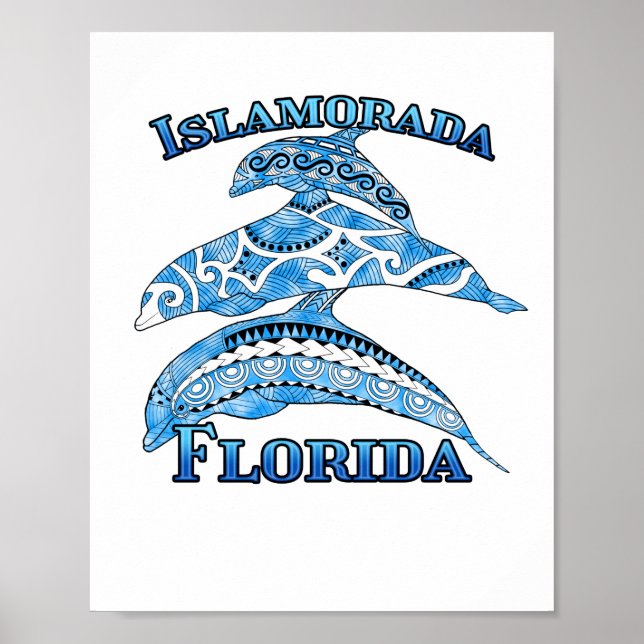 Islamorada Florida Keys Vacation Tribal Dolphins Poster (Front)
