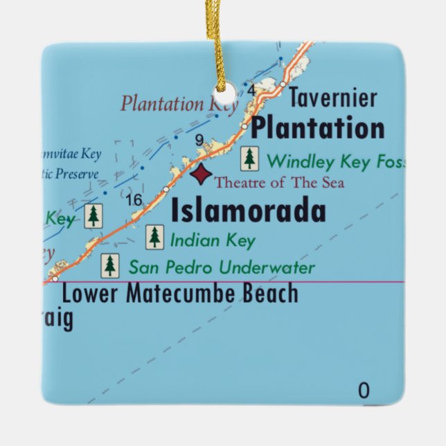 Islamorada Florida Map Ceramic Ornament (Front)