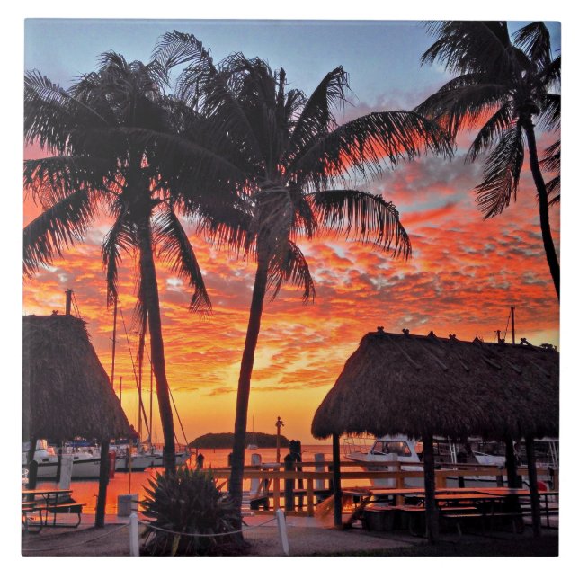 Islamorada, Florida sunset Tile (Front)