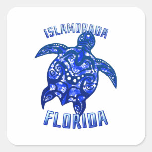 Islamorada Florida Vacation Tribal Turtle Square Sticker