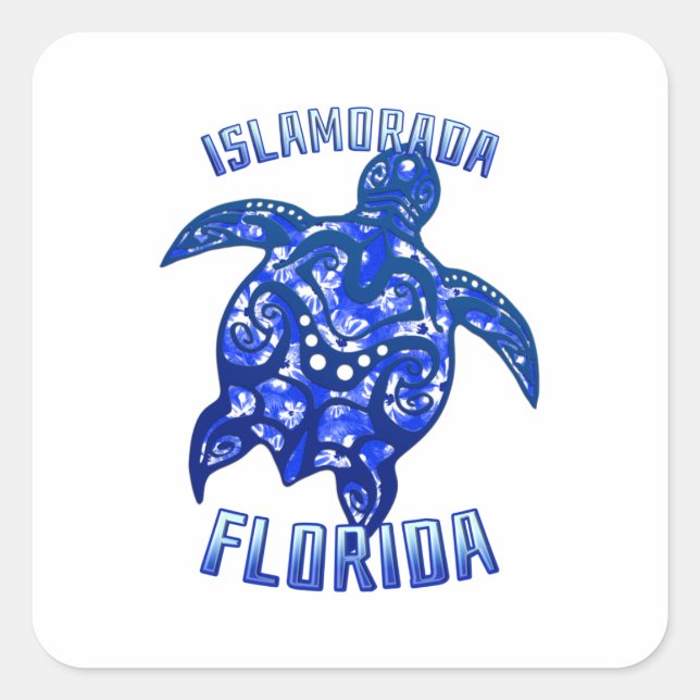 Islamorada Florida Vacation Tribal Turtle Square Sticker (Front)