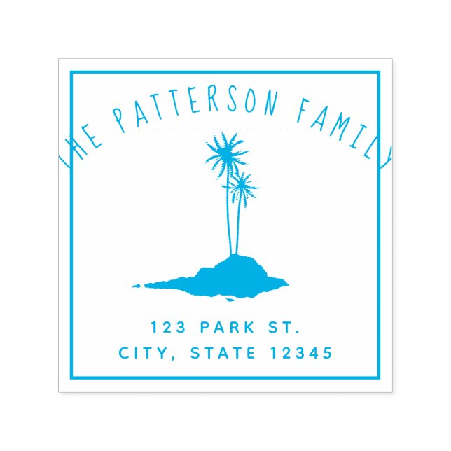 Island Beach Palm Tree Address Self-inking Stamp (Design)