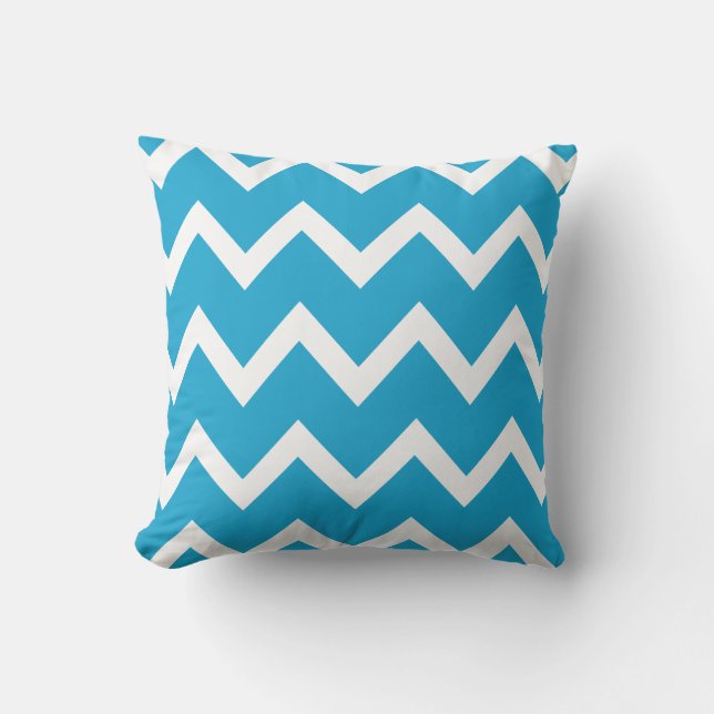 Island Blue Zigzag Chevron Pattern Outdoor Pillows (Front)