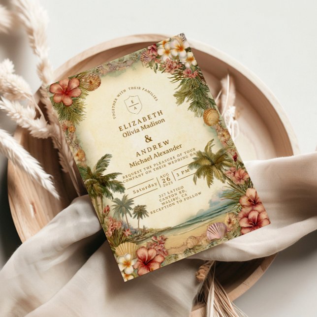 Island Botanical Floral Wedding Invitation (Creator Uploaded)