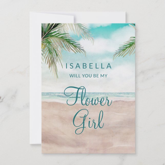 Island Breeze Be My Flower Girl Proposal Card (Front)
