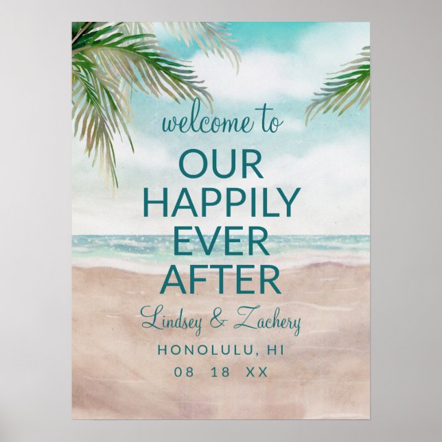 Island Breeze Happily Ever After Reception Sign (Front)