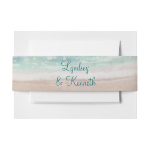 Island Breeze Painted Beach Scene Wedding Monogram Invitation Belly Band