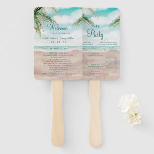 Island Breeze Sandy Beach Wedding Ceremony Program Hand Fan