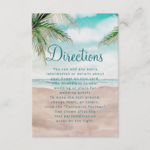 Island Breeze Sandy Beach Wedding Directions Enclosure Card