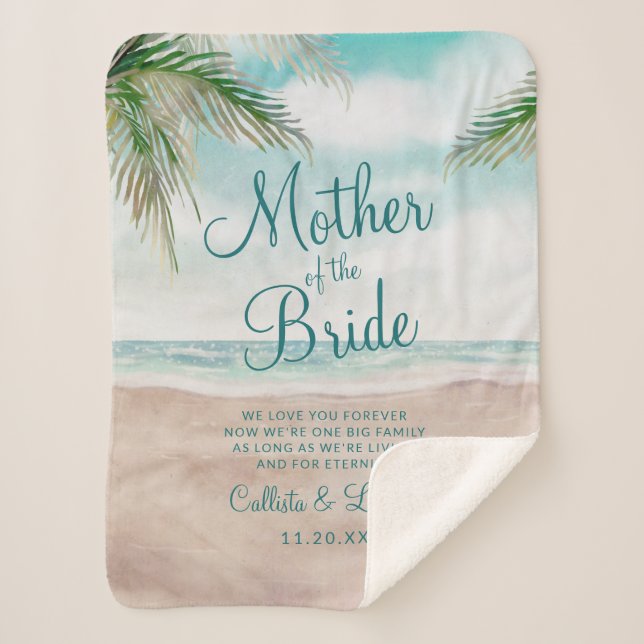 Island Breeze to the Mother of the Bride Quote Sherpa Blanket (Front)