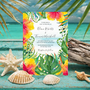 Island Breeze   Tropical Beach Watercolor Wedding Invitation