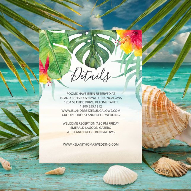 Island Breeze | Tropical Beach Wedding Details  Enclosure Card (Creator Uploaded)