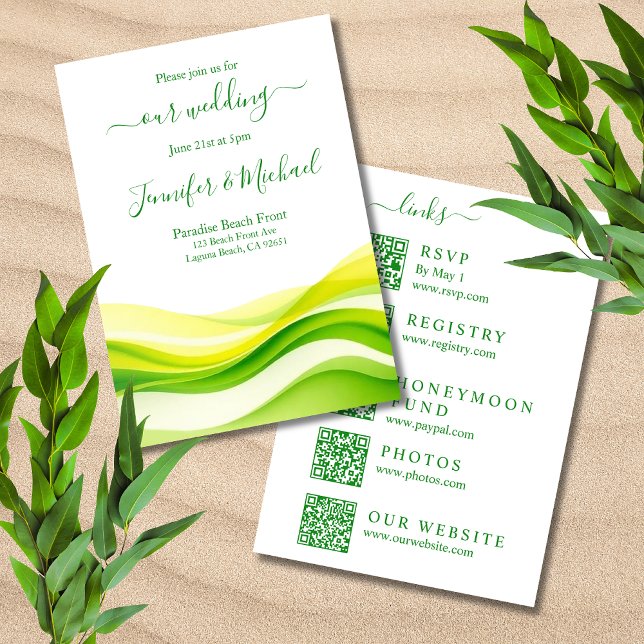 Island Citrus Green and Yellow Wedding-All In One Invitation (Island Citrus Green and Yellow Wedding-All In One Invitation)