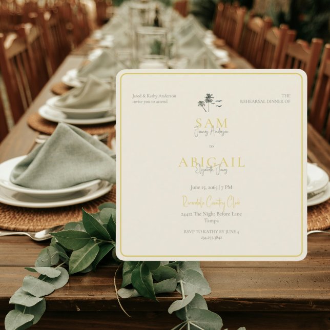 Island Citrus Rehearsal Dinner Square Invitation (Creator Uploaded)