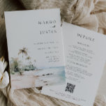 Island Destination Wedding<br><div class="desc">Tropical Island Watercolor Scene,  Wedding Invitation. All-in-one wedding invitation features,  wedding details template on back with QR Code for RSVP and website information.</div>