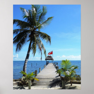 Island diving pier poster