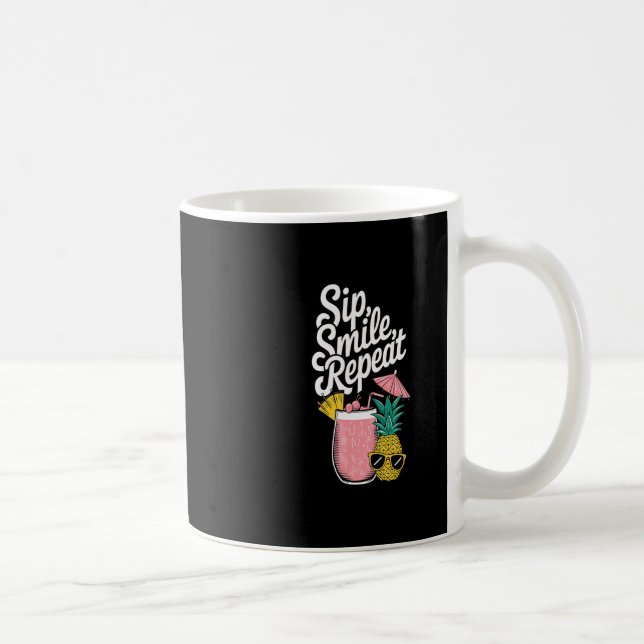 Island Feeling Sip Smile Repeat Pineapple Fun  Coffee Mug (Right)
