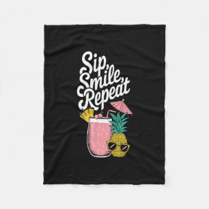 Island Feeling Sip Smile Repeat Pineapple Fun Fleece Blanket