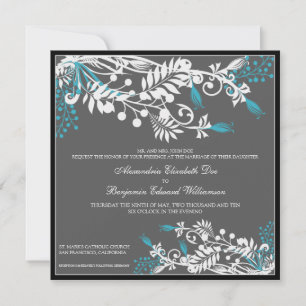 Island Floral (aqua) Elegant Wedding Invitation