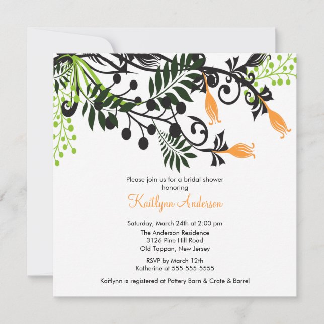 Island Floral Flowers Bridal Shower Invitation (Front)