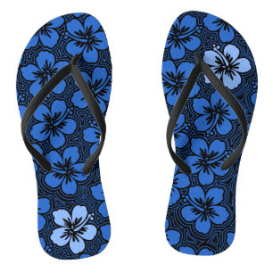 Island Floral Hawaiian Accent Hibiscus Pinstriped Jandals