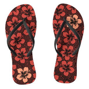 Island Floral Hawaiian Accent Hibiscus Pinstriped Jandals