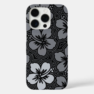 Island Floral Hawaiian Hibiscus Pinstriped Grey iPhone 16 Pro Case