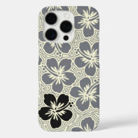 Island Floral Hawaiian Hibiscus Pinstriped Grey