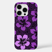 Island Floral Hawaiian Hibiscus Pinstriped Purple