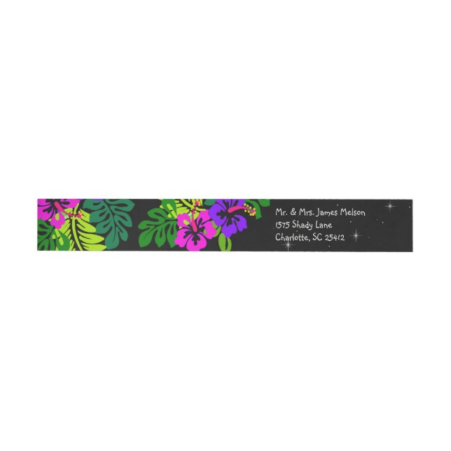 Island Floral Print Return Address Wraparound Address Label (Individual)