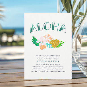 Island Flowers   Aloha Engagement Party Invitation