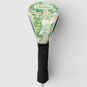Island Flowers and Monstera Leaves Personalised Golf Head Cover
