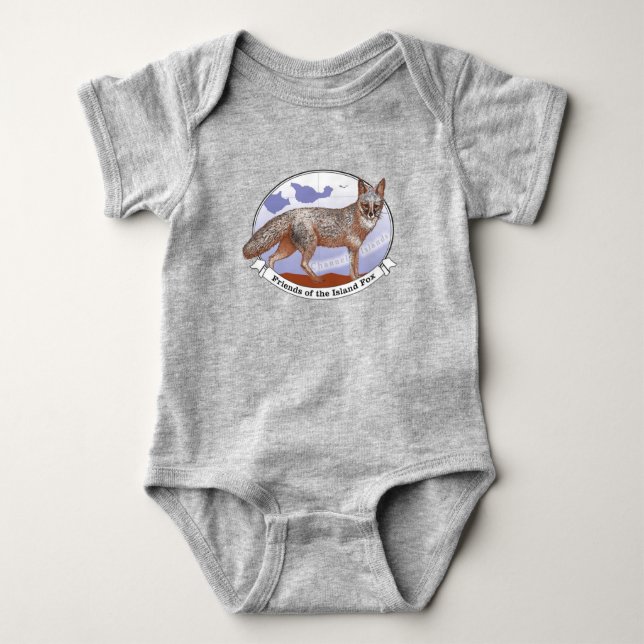 Island Fox Logo Grey Baby Bodysuit One-Piece  (Front)