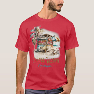Island GA Tiki Bar Beach Watercolor Design TShirt