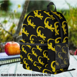 Island Gecko (Blk) Printed Backpack