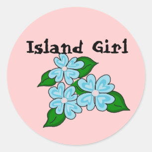 Island Girl Tropical Flowers Classic Round Sticker
