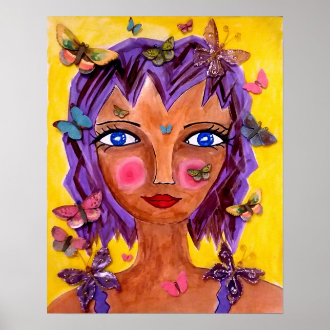 Island Girl with Butterflies Poster (Front)