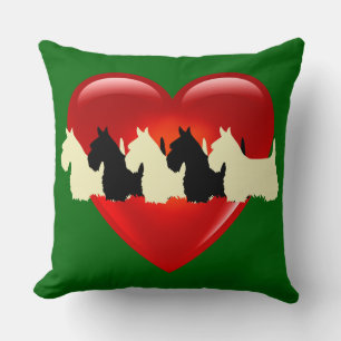 Island green 6 Scottish Terrier dog, red heart Cushion