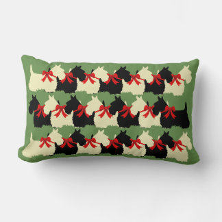 Island green Plaid print Scottish Terrier dog Lumbar Cushion