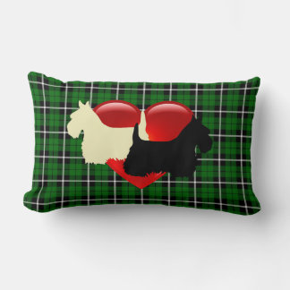 Island green Plaid print Scottish Terrier dog Lumbar Cushion